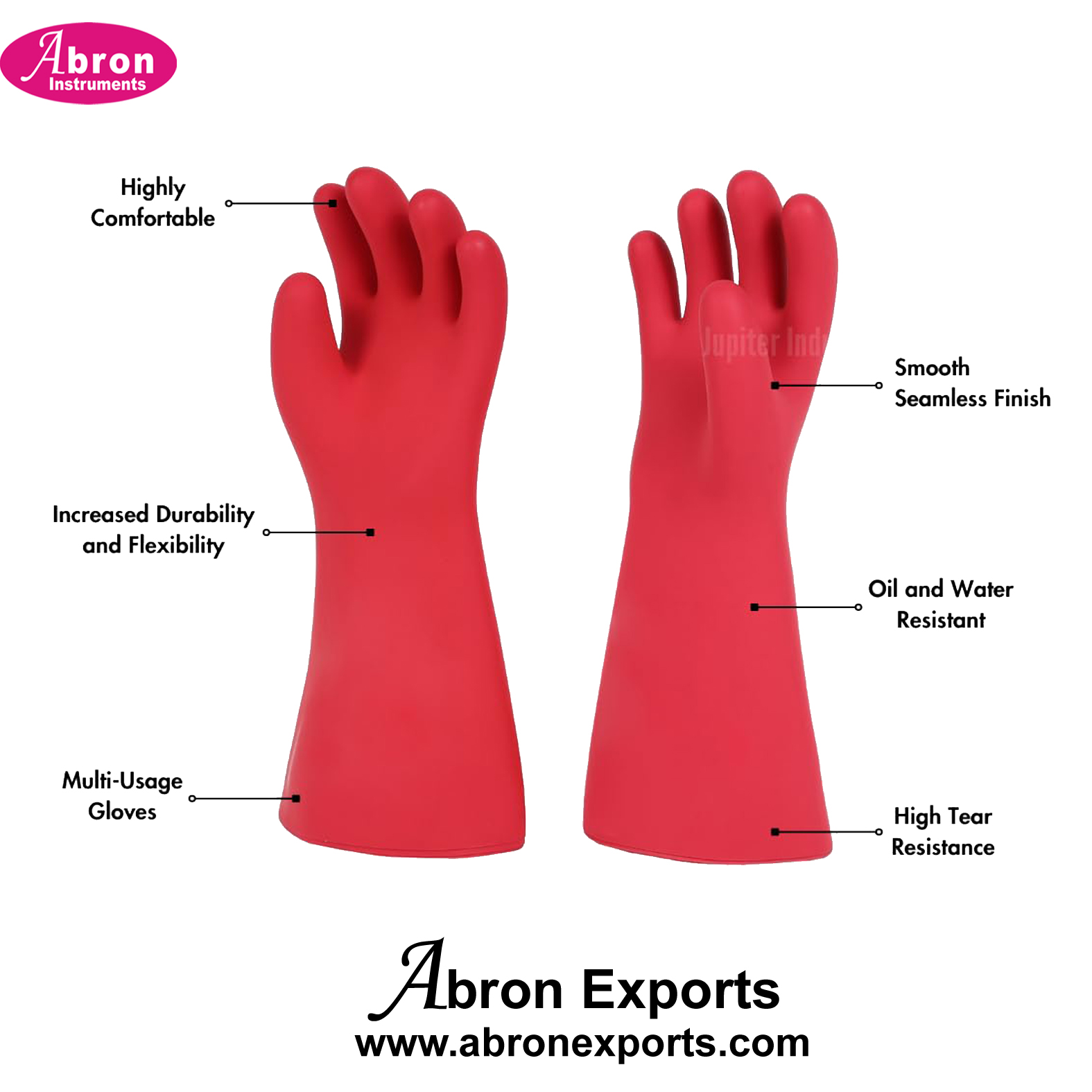 Glove Insulated Hand Gloves 15Kv Double Laminated Rubber Electrical Red 14inch Safety Gloves 10 Pair Abron AG-554H15K 